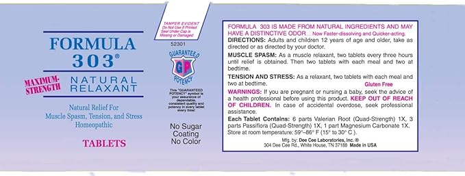 Formula 303 - 120 Tablets - Dee Cee Labs